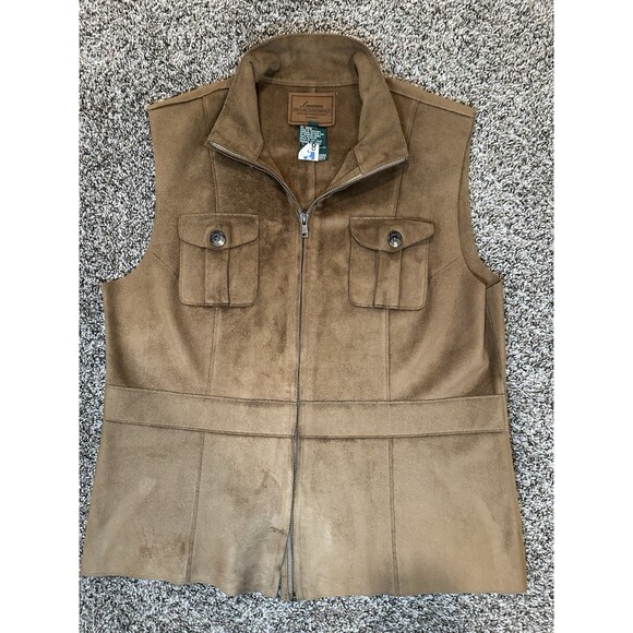 Lauren by Ralph Lauren Dry Goods Supply Co. Faux Suede Full Zip Vest Women Sz L - Picture 3 of 7